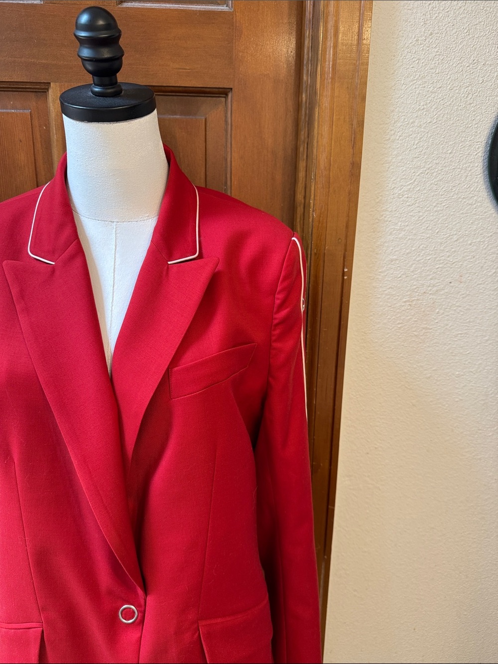 Jonathan Simkhai Red Blazer with White Piping Size 12